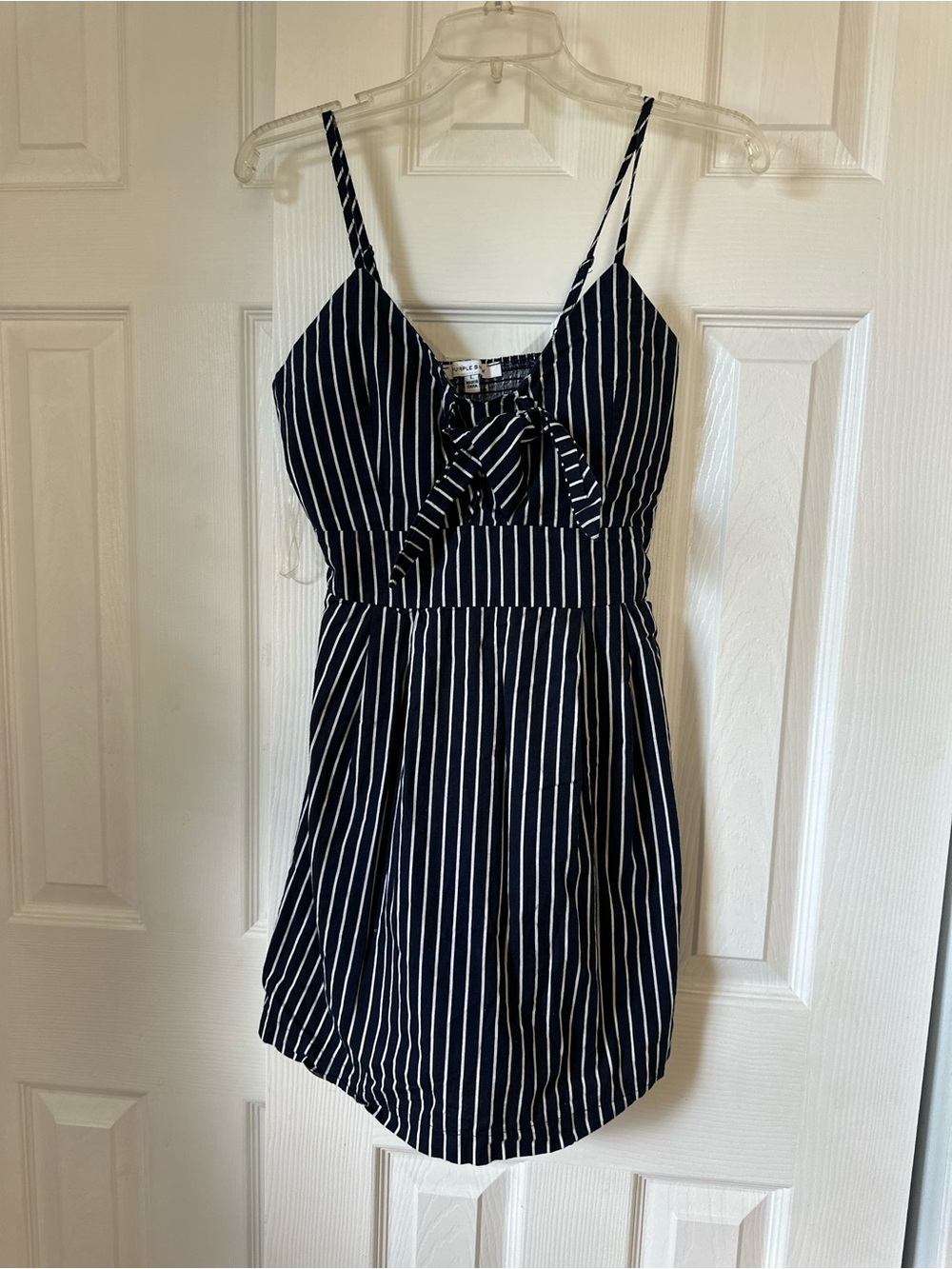 Navy and White Striped Tie-Front Sundress